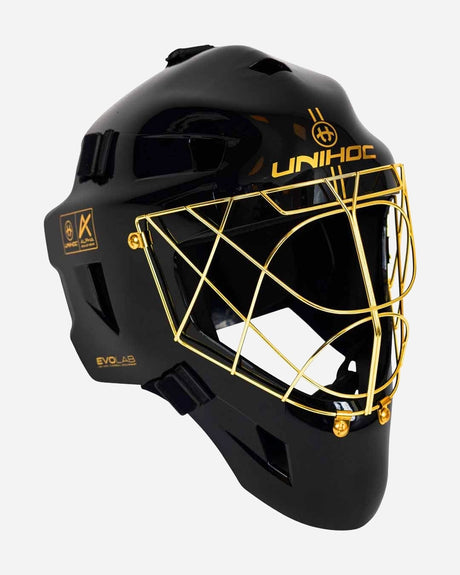 Unihoc Målmandsmaske ALPHA PRIME EVOLAB Sort/Guld 26/27